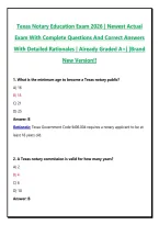 Texas Notary Exam Questions and Correct Answers &vert; Complete Package Bundle