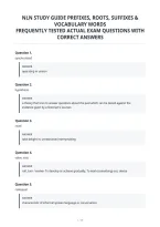 Nln Study Guide Prefixes&comma; Roots&comma; Suffixes &&NewLine;Vocabulary Words&NewLine;Frequently Tested Actual Exam Questions With&NewLine;Correct Answers