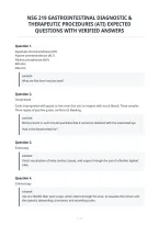 Nsg 219 Gastrointestinal Diagnostic &&NewLine;Therapeutic Procedures &lpar;Ati&rpar; Expected&NewLine;Questions With Verified Answers&NewLine;