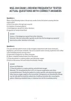 Nsg 304 Exam 1 Review Frequently Tested&NewLine;Actual Questions With Correct Answers&NewLine;