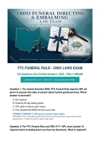 Ftc Funeral Rule-Ohio Laws Exam Actual 2026 Questions And Verified Answers