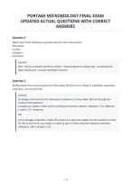 Portage Microbiology Exam &num;6&NewLine;Questions And Answers Solved Correctly&NewLine;Latest Update Graded A&plus;&NewLine;
