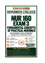 NUR 160 Exam 3 Fundamental Concepts of Practical Nursing II Questions And Answers 2026&sol;2027 HONDROS COLLEGE