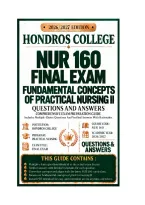 NUR 160 Final Exam Fundamental Concepts of Practical Nursing II Questions And Answers 2026&sol;2027 HONDROS COLLEGE
