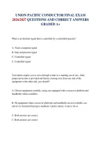 Union Pacific Conductor Final Exam 2026&sol;2027 Questions And Correct Answers Graded A&plus;