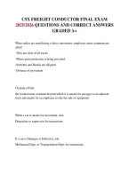 Csx Freight Conductor Final Exam 2025&sol;2026 Questions And Correct Answers Graded A&plus;