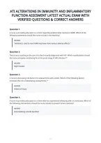 Ati Alterations In Immunity And Inflammatory&NewLine;Function Assesment Latest Actual Exam With&NewLine;Verified Questions & Correct Answers&NewLine;