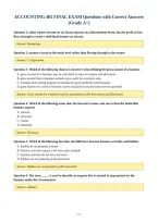 ACCOUNTING 405 FINAL EXAM Questions with Correct Answers&NewLine;&lpar;Grade A&plus;&rpar;