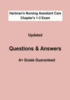Hartman&rsquo;s Nursing Assistant Care &vert; Chapters 1&ndash;3 Exam Preparation & Practice Questions &vert; 2026&sol;2027
