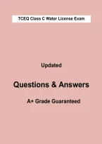 TCEQ Class C Water License Exam &vert; Water Operator Certification Practice Questions & Verified Answers with Rationales &vert; 2026&sol;2027