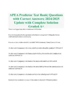 APEA Predictor Test Bank Questions with Answers 2024&sol;2025 &mdash; Updated Study Guide