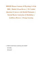 BIOL251 Human Anatomy & Physiology I &NewLine;w&sol;Lab 2026 &vert; Module 5 Exam Review &vert; 70&plus; &NewLine;Verified Questions & Answers with Detailed &NewLine;Rationales &vert; Skeletal Muscle&comma; Contraction & &NewLine;Metabolism &vert; LockDown Browser &vert; Portage &NewLine;Learning 