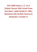 NSG 3800 Exams 1&comma; 2&comma; 3 & 4 &NewLine;&lpar;Galen&rpar; Newest 2026 Actual Exam &NewLine;Test Bank &vert; Adult Health II &vert; 400&plus; &NewLine;Questions with Verified Answers & &NewLine;Rationales &vert; Graded A&plus;