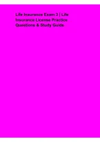  Life Insurance Exam 3 &ndash; Life Insurance License Practice Questions and Study Guide