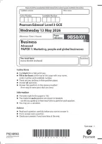 Pearson Edexcel A-Level Business 9BS0&sol;01 Paper 1 &ndash; Marketing&comma; People and Global Businesses QP & MS Merged June 2026