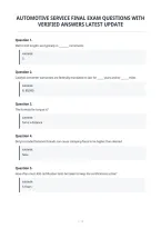 Automotive Service Final Exam Questions With&NewLine;Verified Answers Latest Update