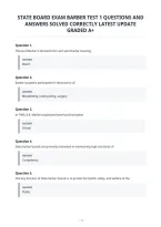 State Board Exam Barber Test 1 Questions And&NewLine;Answers Solved Correctly Latest Update&NewLine;Graded A&plus;
