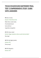 Texas Roadhouse Bartender Final&NewLine;Test Comprehensive Study Guide&NewLine;With Answers