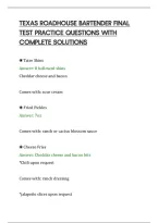 Texas Roadhouse Bartender Final&NewLine;Test Practice Questions With&NewLine;Complete Solutions