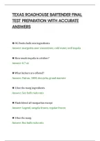 Texas Roadhouse Bartender Final&NewLine;Test Preparation With Accurate&NewLine;Answers