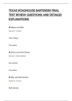Texas Roadhouse Bartender Final&NewLine;Test Review Questions And Detailed&NewLine;Explanations