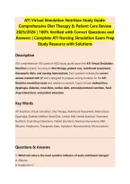 ATI Virtual Simulation Nutrition Study Guide&colon; &NewLine;Comprehensive Diet Therapy & Patient Care Review &NewLine;2025&sol;2026 &vert; 100&percnt; Verified with Correct Questions and &NewLine;Answers &vert; Complete ATI Nursing Simulation Exam Prep &NewLine;Study Resource with Solutions 