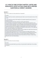 U&period;s&period; Health Care System Chapter 1 Notes And&NewLine;Highlights Latest Actual Exam With Verified&NewLine;Questions & Correct Answers