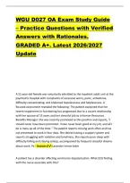 WGU D027 OA Exam Study Guide &ndash; Practice Questions with Verified &NewLine;Answers with Rationales&period; &NewLine;GRADED A&plus;&period; Latest 2026&sol;2027 &NewLine;Update 