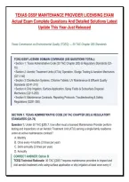 TEXAS OSSF MAINTENANCE PROVIDER LICENSING EXAM &NewLine;Actual Exam Complete Questions And Detailed Solutions Latest &NewLine;Update This Year-Just Released 