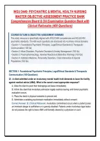 WGU D449&colon; PSYCHIATRIC & MENTAL HEALTH NURSING &NewLine;MASTER OBJECTIVE ASSESSMENT PRACTICE BANK &NewLine;Comprehensive Board & OA Examination Question Bank with &NewLine;Clinical Rationales &lpar;400 Questions&rpar; 