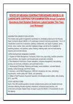  NEVADA CONTRACTORS BOARD &lpar;NSCB&rpar; C-10 &NewLine;LANDSCAPE CONTRACTOR EXAMINATION Actual Complete &NewLine;Questions And Detailed Solutions Latest Update This Year&NewLine;Just Released 