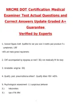 NRCME DOT Certification Medical Examiner Test 2026 Actual Questions and Correct Answers &lpar;Latest 2026 &sol; 2027 Update&rpar; Graded A&plus; 100&percnt; Guarantee Verified by Experts