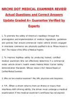 NRCME DOT MEDICAL EXAMINER REVIEW 2026 Actual Questions and Correct Answers &lpar;Latest 2026 &sol; 2027 Update&rpar; Graded A&plus; 100&percnt; Guarantee Verified by Experts