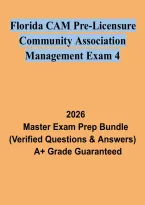 Florida CAM Pre-Licensure Exam 4 Study Guide &vert; Community Association Management Practice Questions and Exam Prep