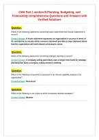 CMA Part 1 section B Planning&comma; Budgeting&comma; and Forecasting comprehensive Questions and Answers with Verified Solutions