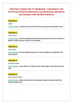 CMA Part 1 Study Unit 14&colon; Budgeting - Calculations and Pro Forma Financia Statements comprehensive Questions and Answers with Verified Solutions