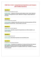 CMA Part 1 Unit 1 comprehensive Questions and Answers with Verified Solutions