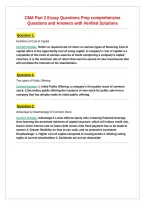 CMA Part 2 Essay Questions Prep comprehensive Questions and Answers with Verified Solutions