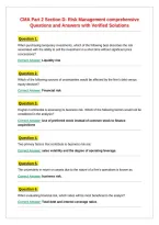CMA Part 2 Section D- Risk Management comprehensive Questions and Answers with Verified Solutions