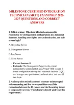 Milestone Certified Integration&NewLine;Technician &lpar;Mcit&rpar; Exam Prep 2026-&NewLine;2027 Questions And Correct&NewLine;Answers