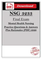 NSG 3233 Final Exam Mental Health Nursing Practice Q&A 2026&sol;2027