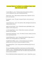 Consumer Behavior Test Bank Leon Schiffman Study Guide - Fully Solved and Verified
