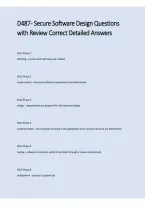 D487 Secure Software Design Questions with Reviewed Correct and Detailed Answers