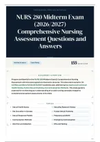 NURS 280 Midterm Exam &lpar;2026&sol;2027&rpar; Comprehensive Nursing Assessment Questions and Answers