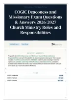 COGIC Deaconess and Missionary Exam Questions & Answers 2026&sol;2027 Church Ministry Roles and Responsibilities