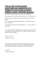 Tfm-02 Fire Extinguisher Questions And Answers With Complete Solutions Already Passed Latest Updated 2026&sol;2027