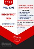 Mrl3701-(Insolvency Law) "2023" (This is the latest pack updated 2023) Past Memos (Inc. May 23' Exam ) Assignment Solutions/Notes/Mcq (Buy Quality!!)Searchable doc