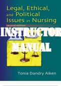 INSTRUCTOR MANUAL for Legal, Ethical, and Political Issues in Nursing 2nd Edition by Dandry Aiken Tonia. ISBN-. (Chapters 1-18)
