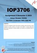 IOP3706 Assignment 5 (COMPLETE ANSWERS) Semester 2 2023 (763558) - DUE 31 August 2023