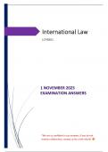 1 NOVEMBER 2023  EXAM  ANSWERS - International Law LCP4801